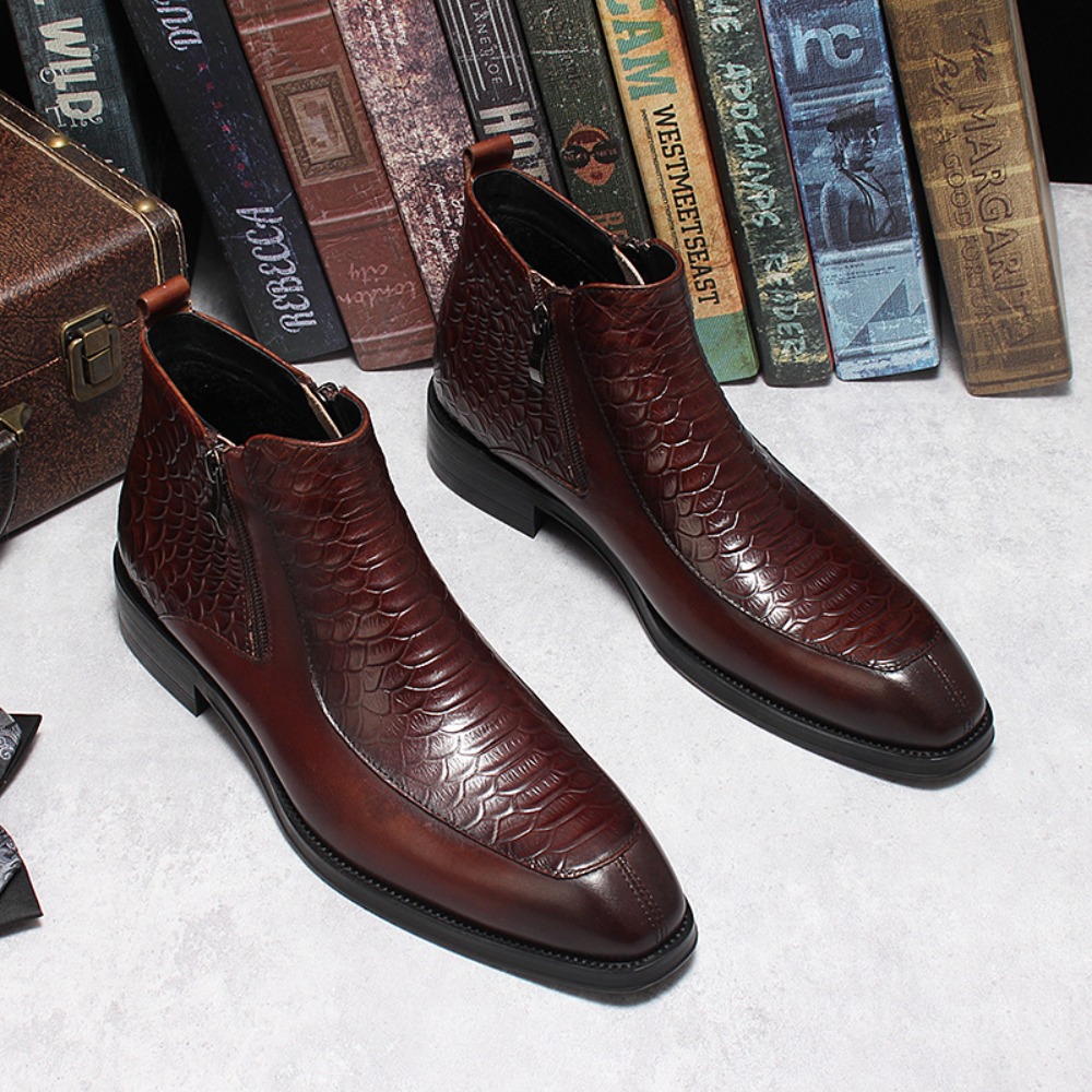Chelsea Boots Men - Marken-Herrenstiefel, Modische Chelsea-Stiefel, Luxuriöse Lederstiefel, Schwarze