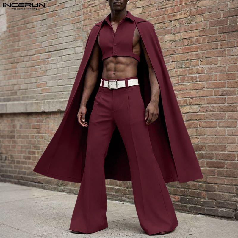 Men'S Fashion For 2026 - INCERUN Herren-Sets Einfarbig Revers Ärmellos Unregelmäßiger