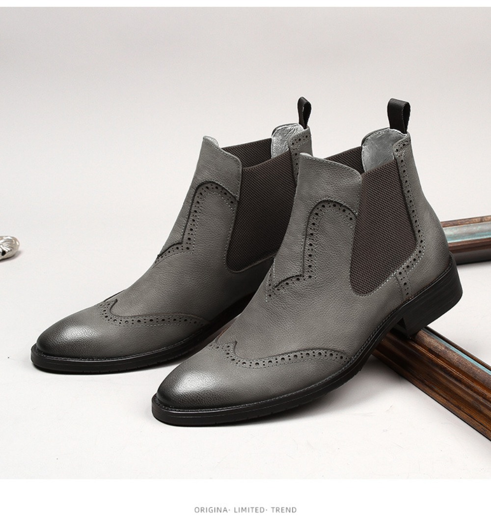 Chelsea Boots Men - Modische graue Chelsea-Stiefel für Herren im