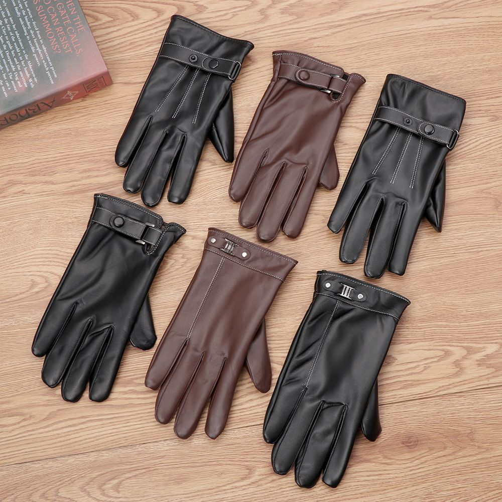 Driving Gloves Leather - Herren Fleece Thermo Leder handschuhe Winter