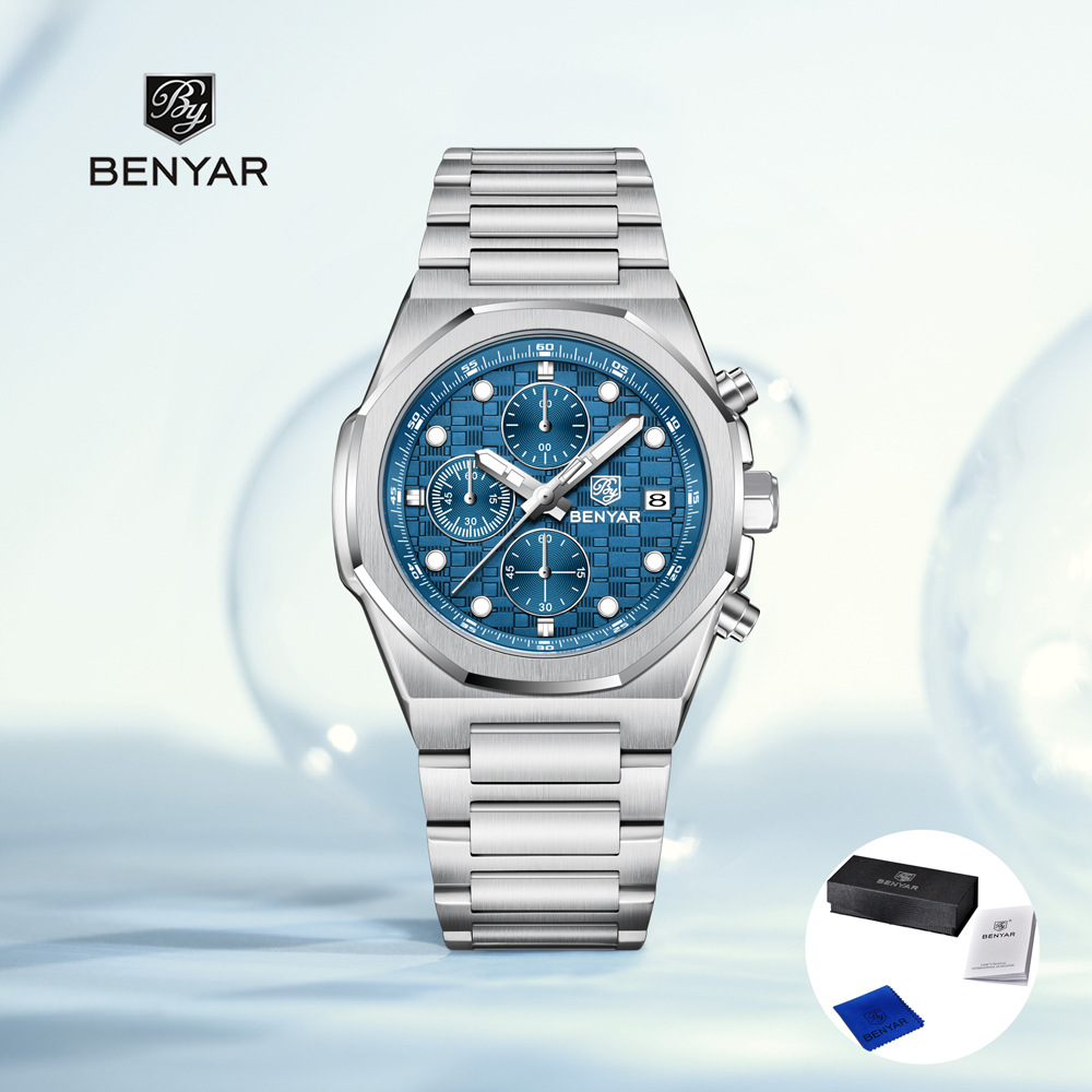 Mens Fashion Watch - 2025, neue BENYAR Herrenuhren, Top-Luxus-Quarz-Armbanduhren, Chronographenuhr