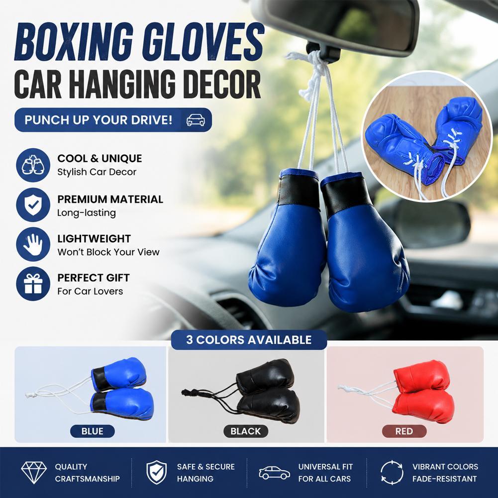 Driving Gloves Leather - Mini-Boxhandschuhe als Auto-Rückspiegel-Anhänger, Blaues Leder-Dekorationsstück, Sport-Trainings-Geschenk-Accessoire