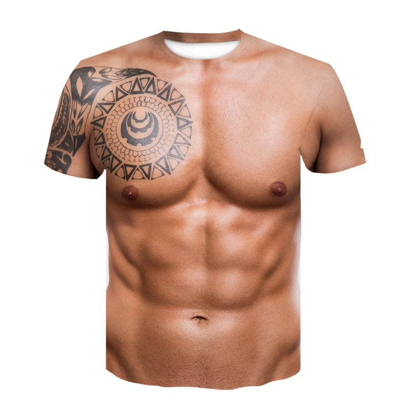 Muscle Tee Workout - Herren-T-Shirt mit synthetischem menschlichem Figurmuster, künstliche
