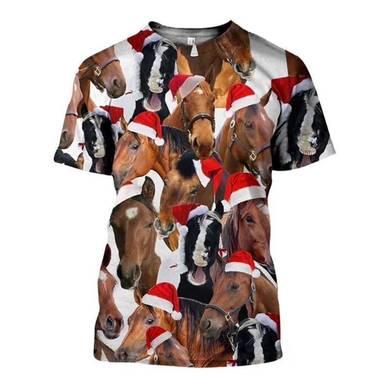 Mens Xmas Fashion - Neue 3D Weihnachten Tiere Lustige T