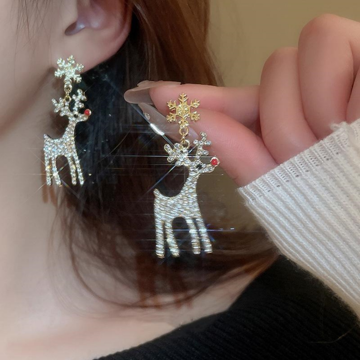 Mens Xmas Fashion - Weihnachten Urlaub Deer Tropfen Ohrringe Voller