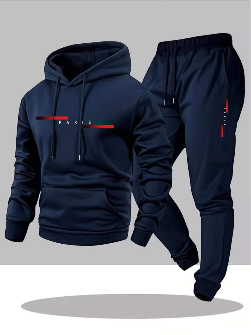 Men'S Winter Fashion - Herren Bestseller Trendiges Buchstaben-Print-Set Zweiteiliges Hoodie