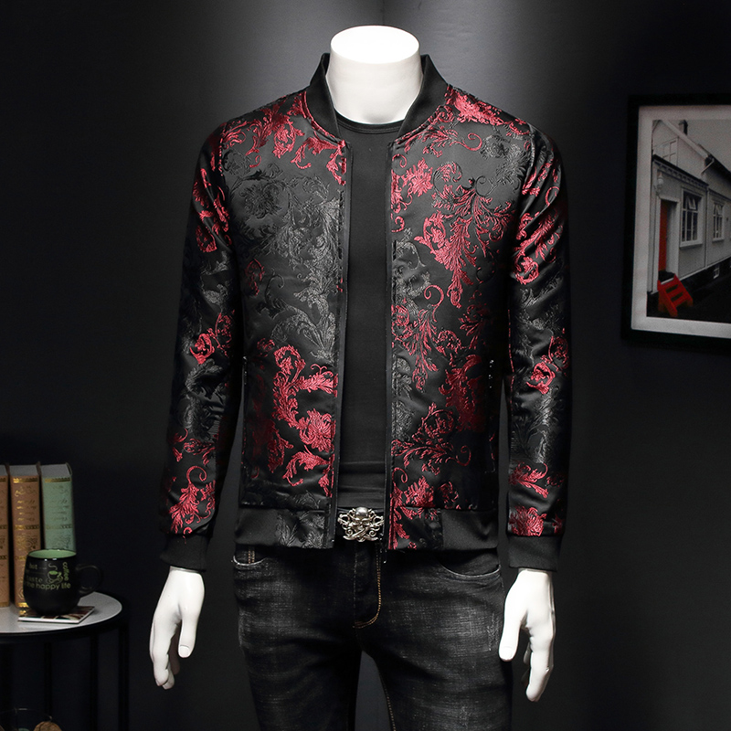 Mens Fashion Bomber Jacket - Paisley-Muster, Blumenjacke, Herren, 2020, Frühling, Retro,