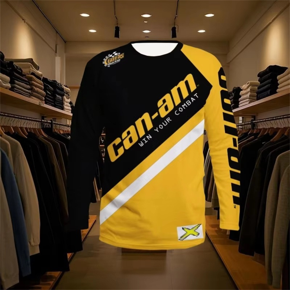 Mens Fashion Top - Motorrad-Renn-Langarm-T-Shirt mit Rundhalsausschnitt für Männer und