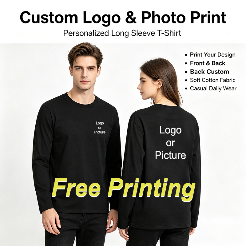 Mens Fashion Top - Maßgeschneiderte Baumwoll-Langarm-T-Shirts für Herren, modische, bedruckte