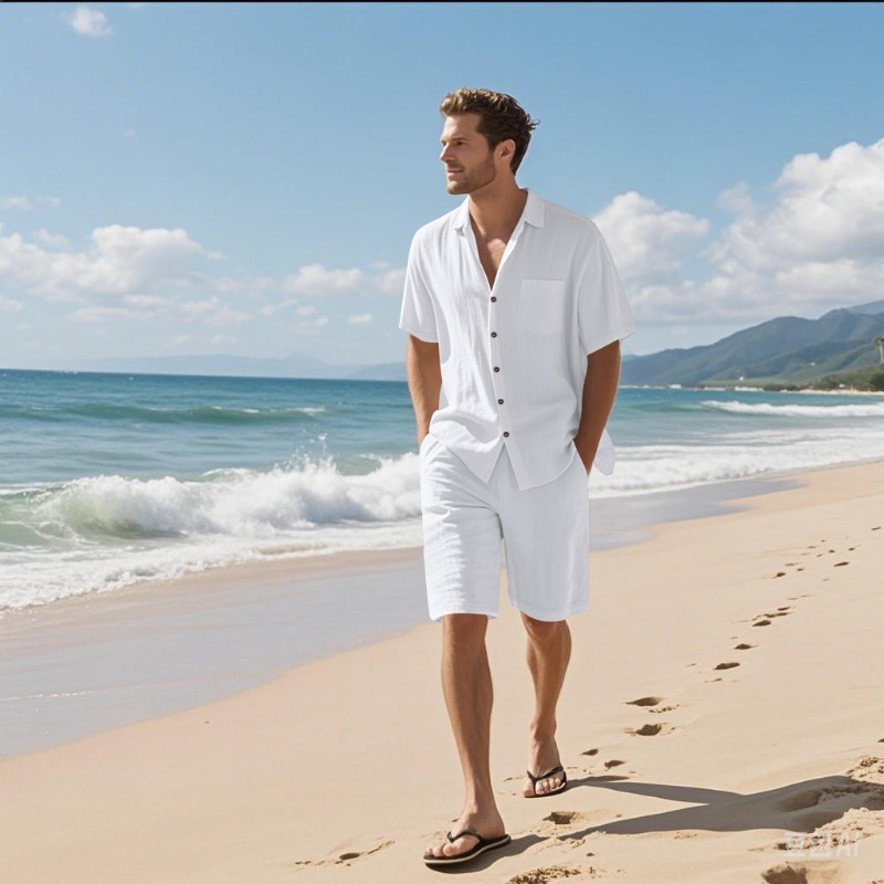 Herren-Set aus Leinenmischung  – Linen Shirt Summer Bewertung und Preis