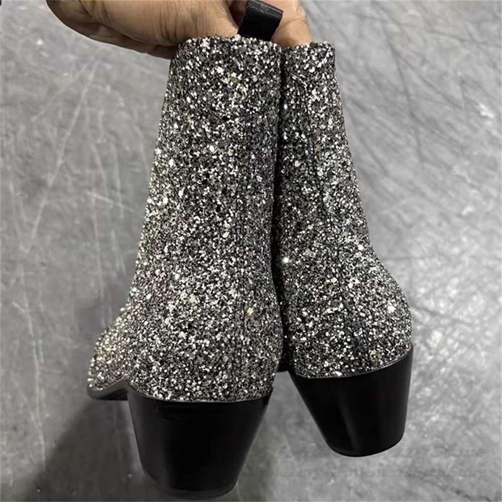 Silberne Glitzer-Stiefelette f – Chelsea Boots Men Bewertung und Preis
