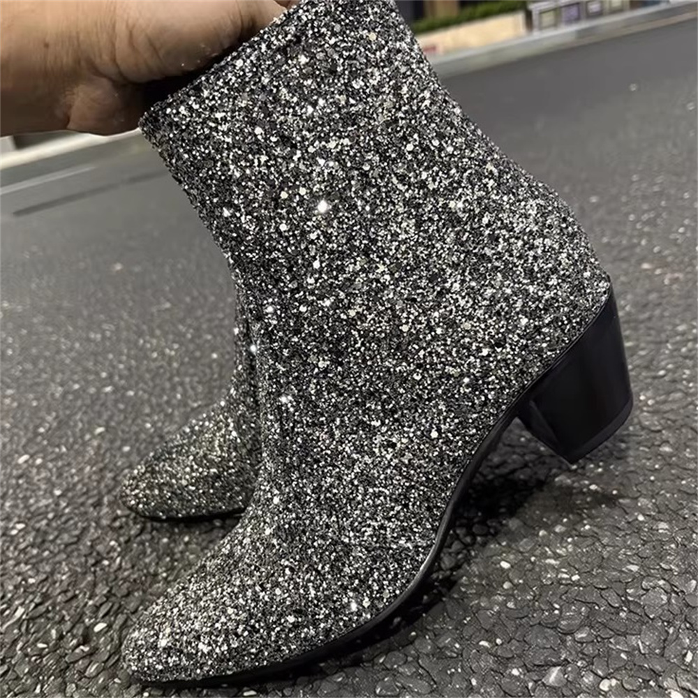 Silberne Glitzer-Stiefelette f – Chelsea Boots Men Bewertung und Preis