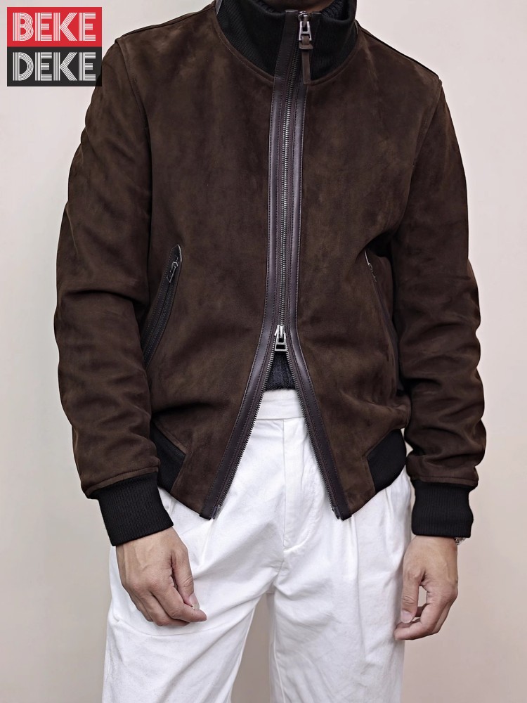 Herren-Jacke aus echtem Leder, – Mens Fashion Bomber Jacket Bewertung und Preis