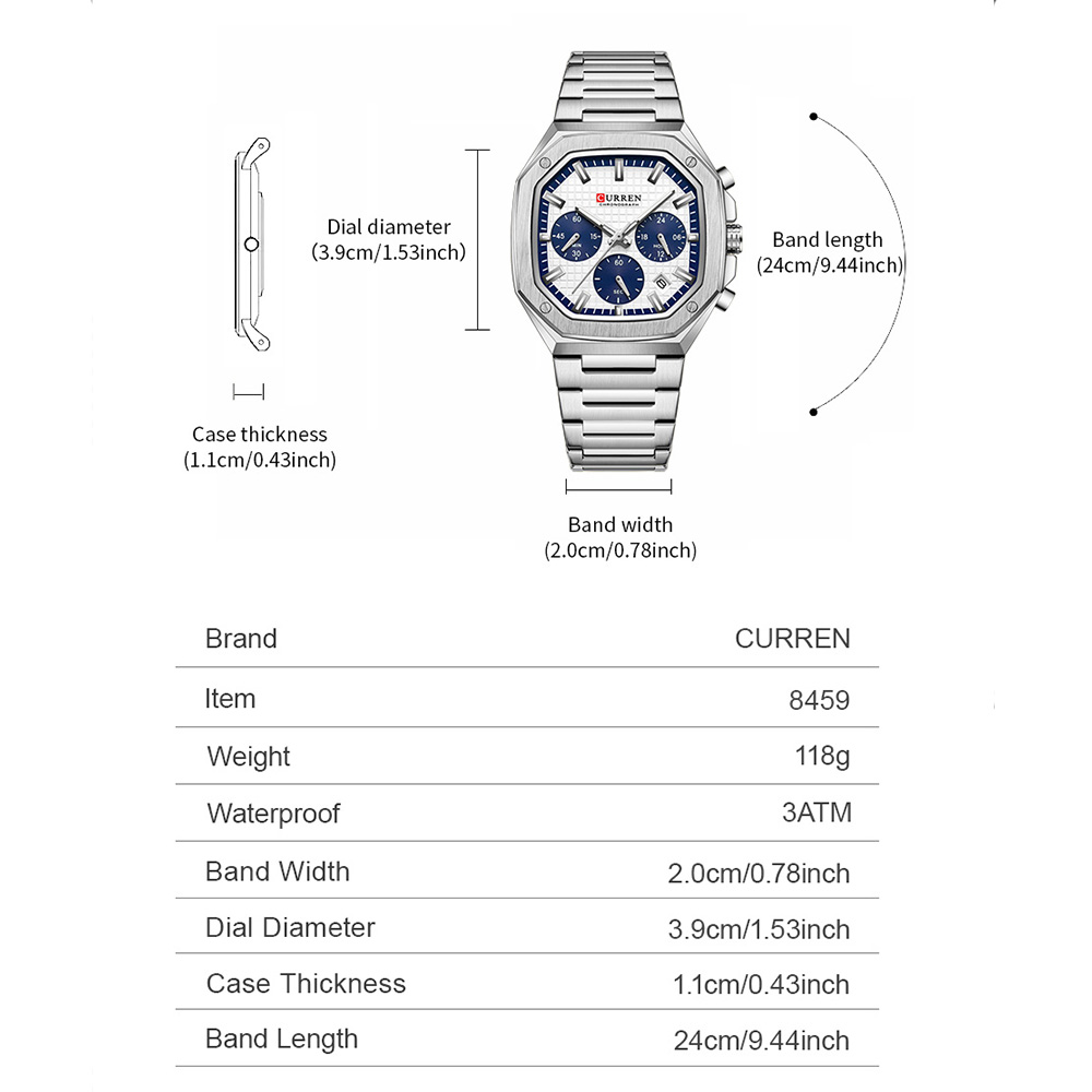 CURREN Luxuriöse quadratische  – Mens Fashion Watch Bewertung und Preis