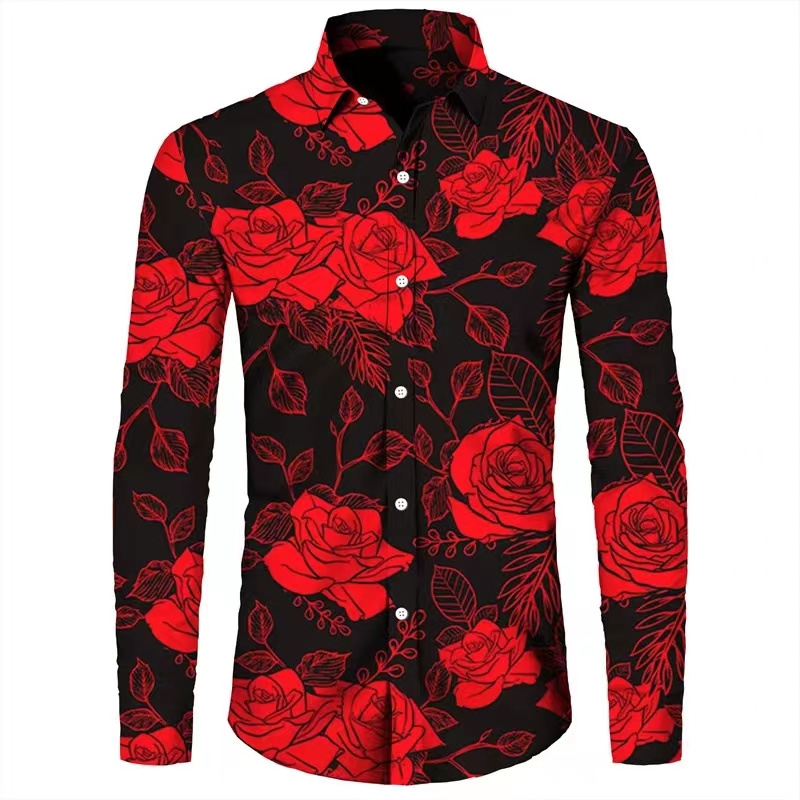 Modische Blumen 3D-Druck Herre – Mens Fashion Top Bewertung und Preis